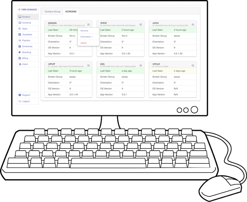Screens configurations